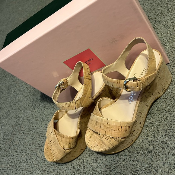 NWT Kate Spade ♠️ Jasper Cork platform Wedge Sandals - Picture 5 of 11
